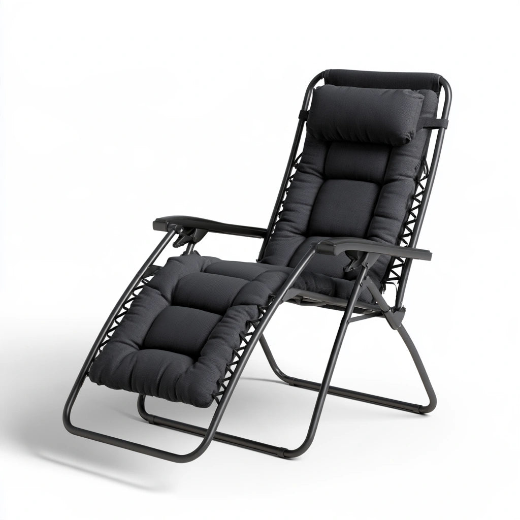 Fotel relaksacyjny zero gravity, z metalu, kolor: czarny