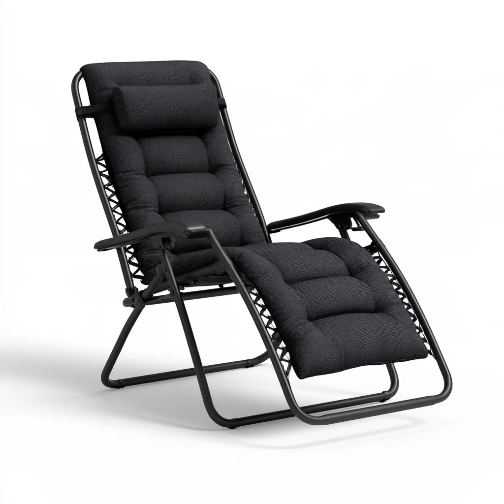 Fotel relaksacyjny zero gravity, z metalu, kolor: czarny