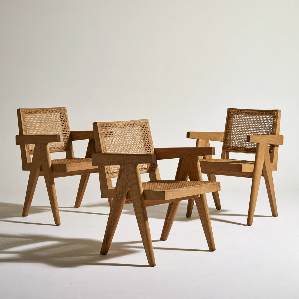 Ergonomiczny fotel biurowy, z rattanu, kolor: naturalne drewno