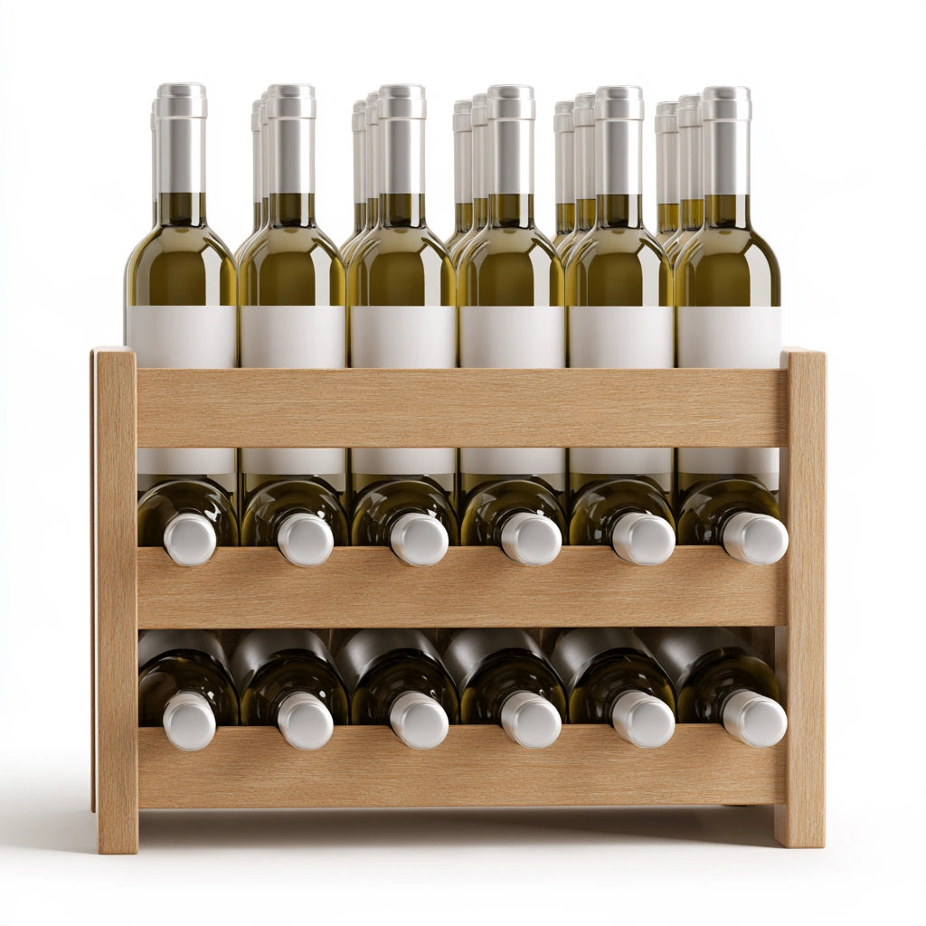 Czteropoziomowy stojak na wino, o nowoczesnej formie, kolor: biały